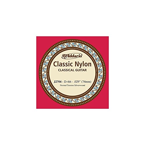 D'Addario J2704, cuerda individual de nailon para guitarra clásica, nivel principiante, tensión normal, cuarta cuerda