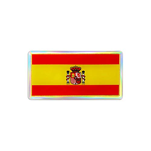 4R Quattroerre.it 14002 Etiqueta Adhesiva 3D Bandera de España HQ, 88 x 40 mm