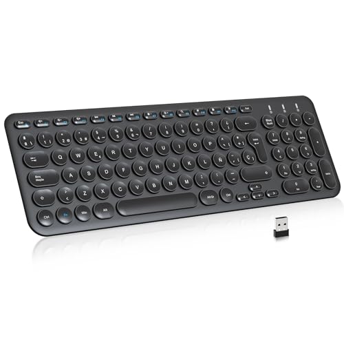 cimetech Teclado inalámbrico, Teclado de Oficina Mejorado Teclados USB ergonómicos con Teclado numérico, diseño Compacto y silencioso de Viaje para PC, portátil, Windows 10/8/7/XP - Negro