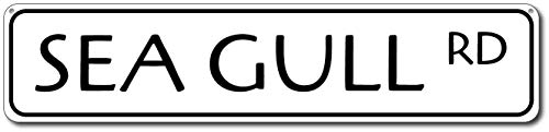 Lotusworld Letrero de Metal con Texto en inglés New Road con Texto en inglés Seaull Rd, para la Playa, el Amante del océano, la Playa, 4 x 16 Pulgadas